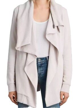 AllSaints Dahlia Cream Draped Open-Front Cardigan